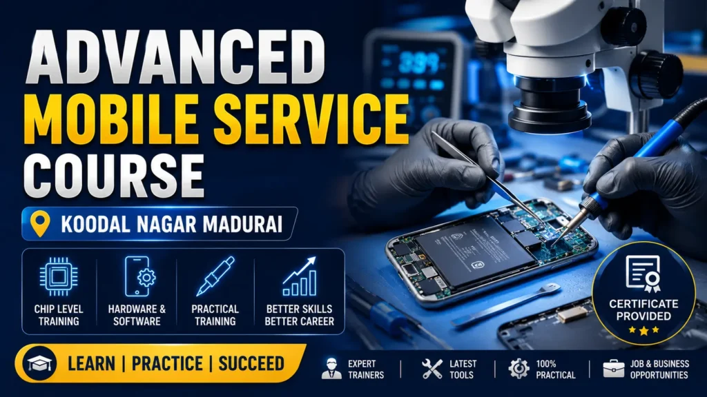 Learn everything about the Advanced Mobile Service Course Koodal Nagar Madurai. We cover the syllabus, fees, skills, and career opportunities you actually need.