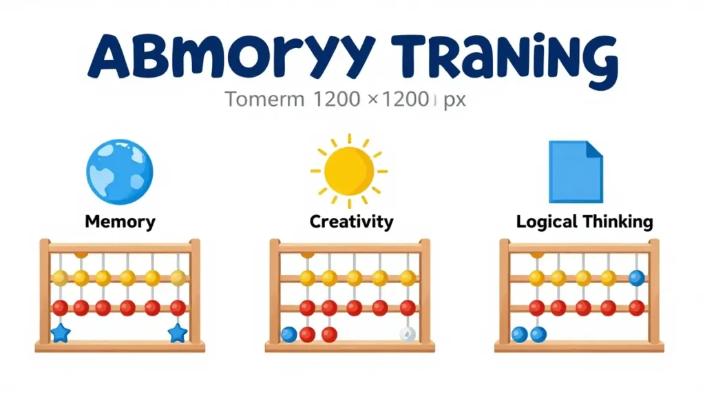 Children practicing abacus calculations and mental visualization