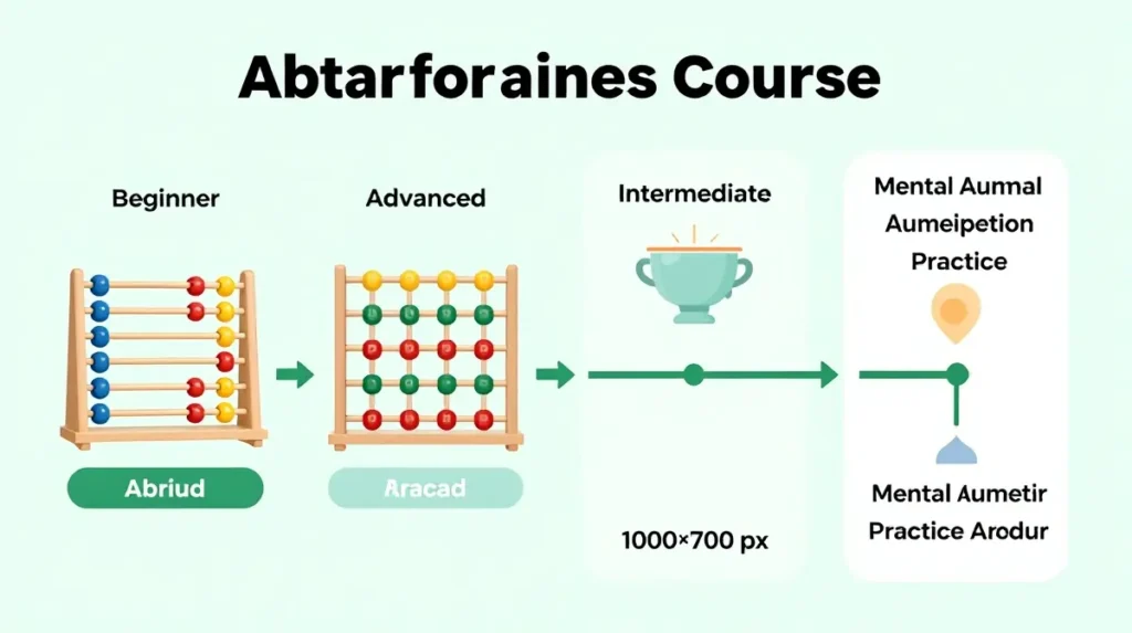 Illustration of beginner, intermediate, and advanced abacus course levels