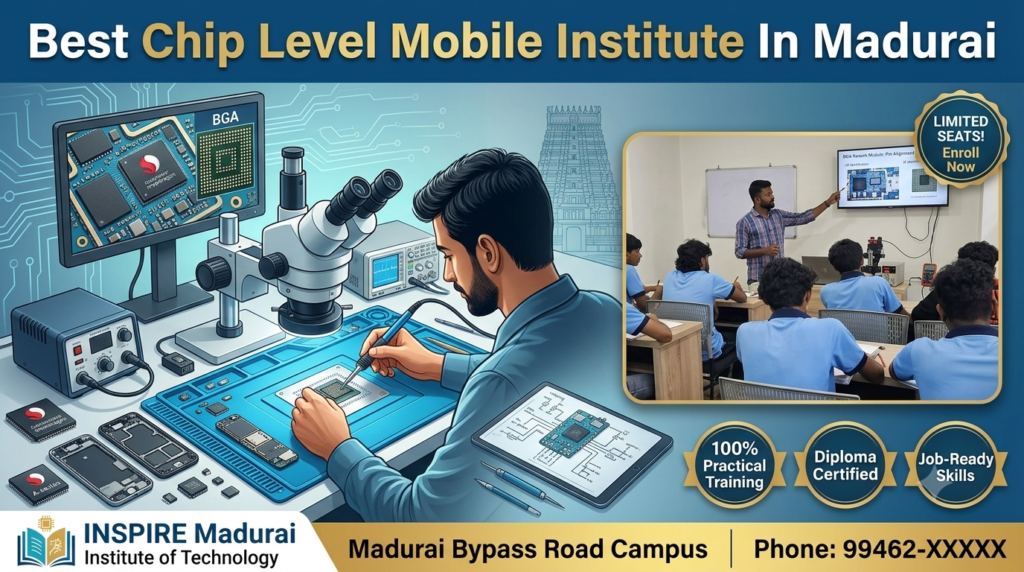 Looking for the best chip level mobile institute in Madurai? Compare training, syllabus, fees, live projects, placement support, and career opportunities.