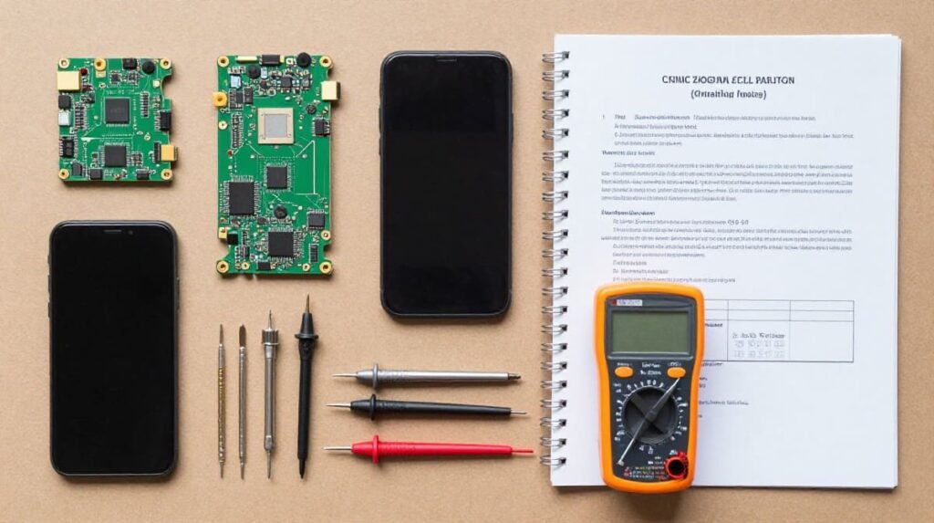 Students practicing mobile repairing in a professional institute
