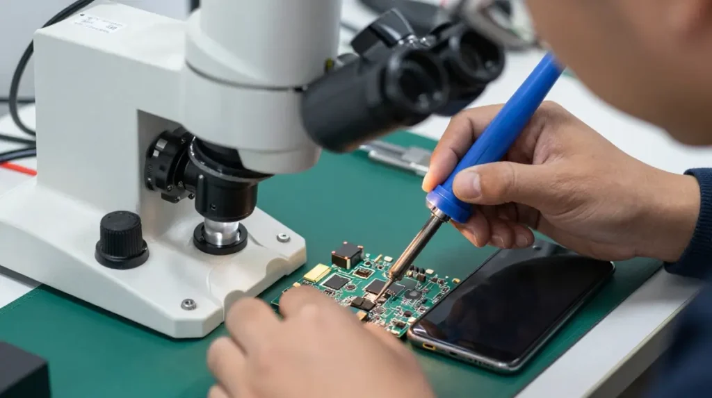 Mobile motherboard chip level repairing process