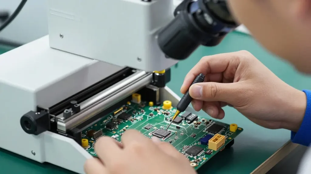 Chip level motherboard repair using microscope and soldering station