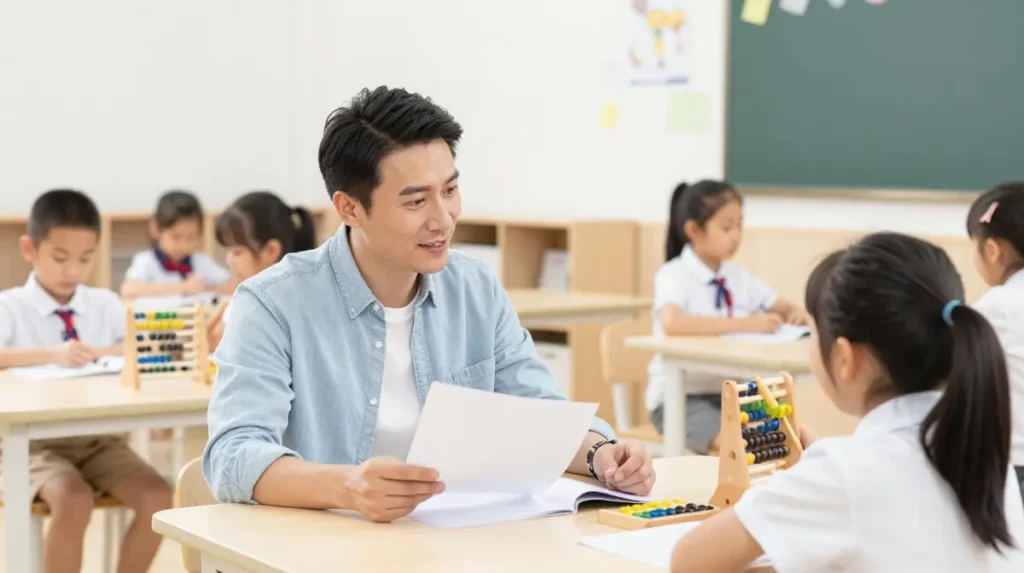 Parent choosing the best abacus training center for children