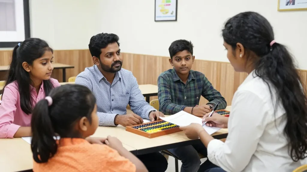 Parents choosing the best abacus training center in Madurai