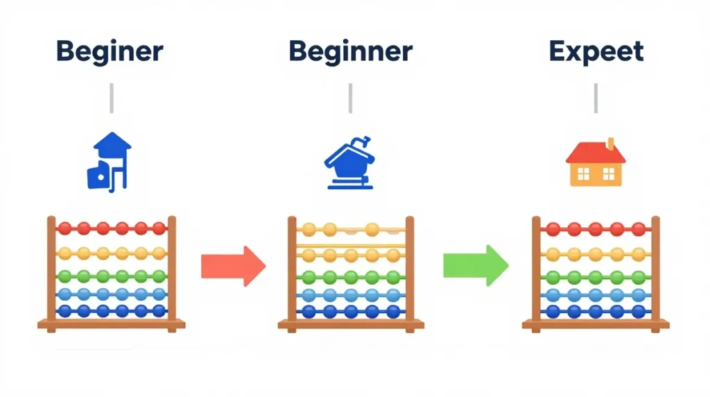 Parent helping child practice abacus lessons at home