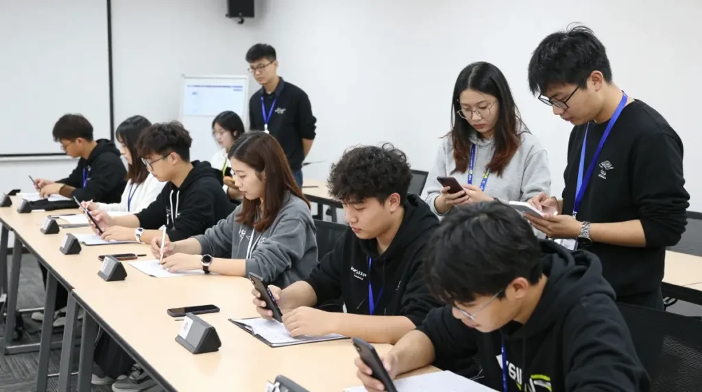 Students and job seekers learning smartphone repair