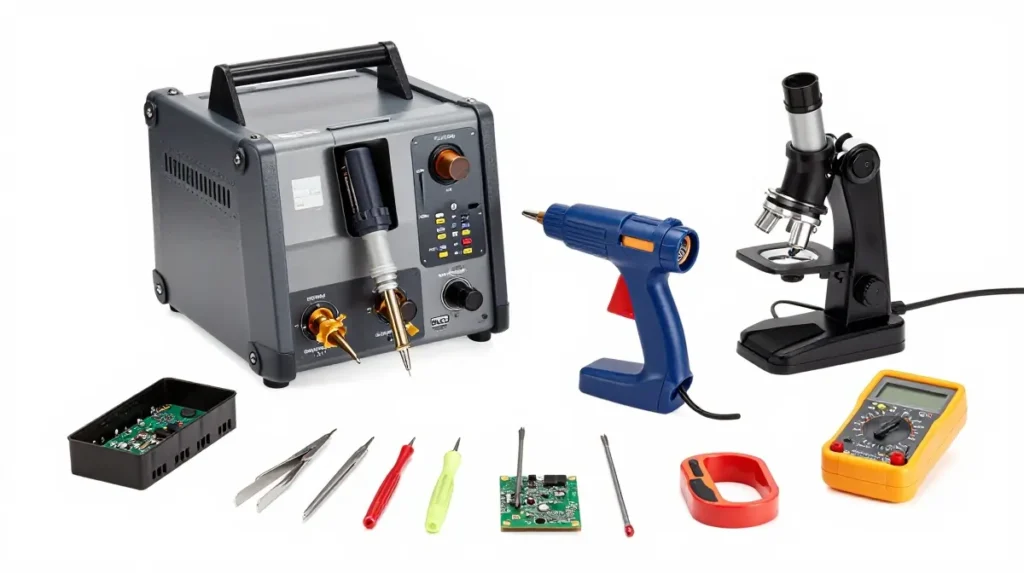 Professional mobile repair tools used during training