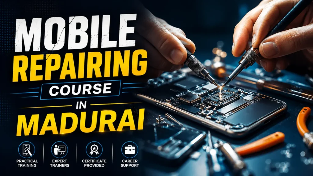 : Discover the best Mobile Repairing Course in Madurai. Learn skills, course modules, career opportunities, fees, and how to choose the right training institute