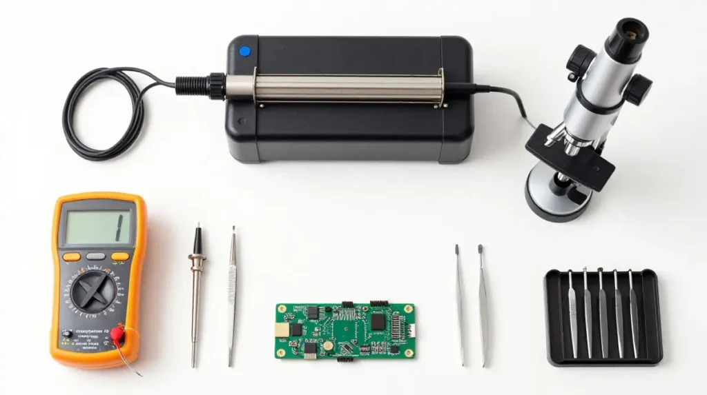 Student learning mobile phone repair in a practical training class