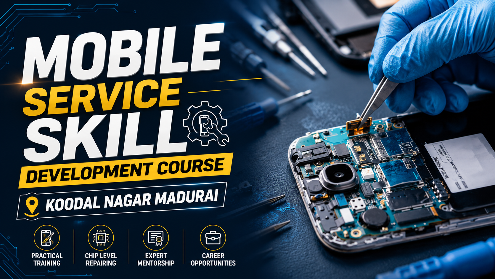 Join the Mobile Service Skill Development Course Koodal Nagar Madurai to learn smartphone repair, hardware, software, diagnostics, and build a successful career.