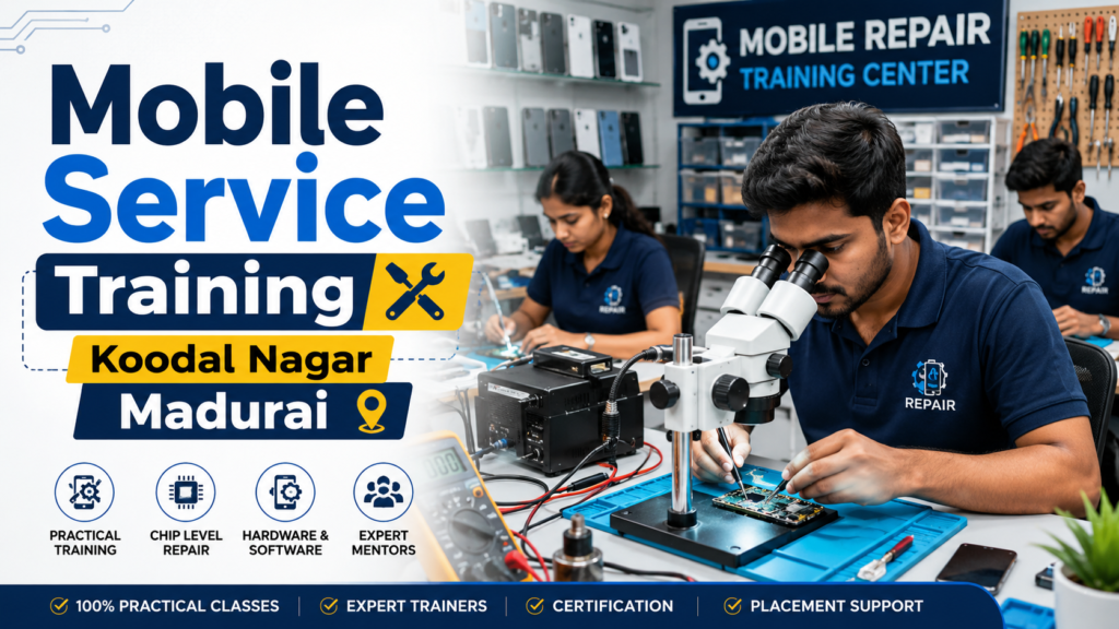 Looking for the best Mobile Service Training Center Koodal Nagar Madurai? Explore course details, practical training, career opportunities, fees, and placement support.