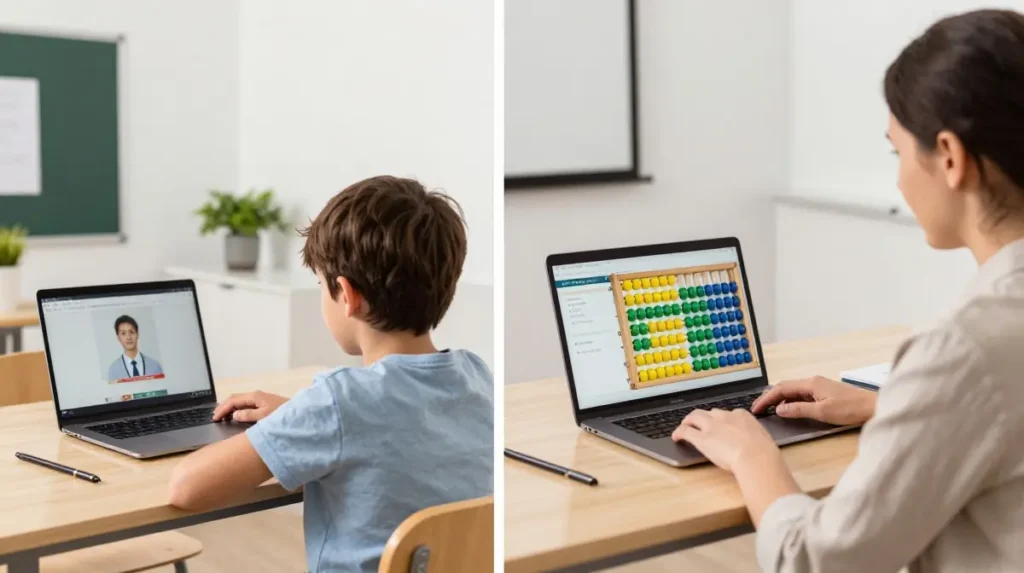 Comparison of online and offline beginner abacus classes