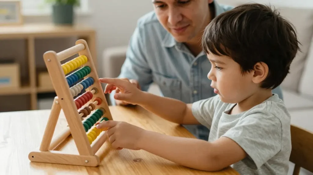 Parents discussing abacus coaching with an instructor