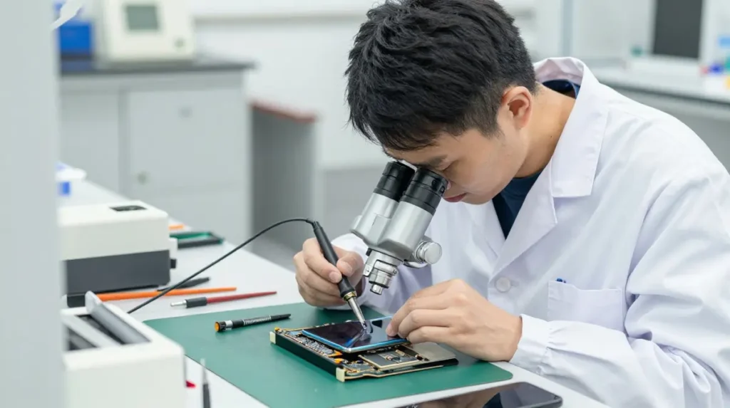 Professional smartphone repair technician repairing modern smartphones