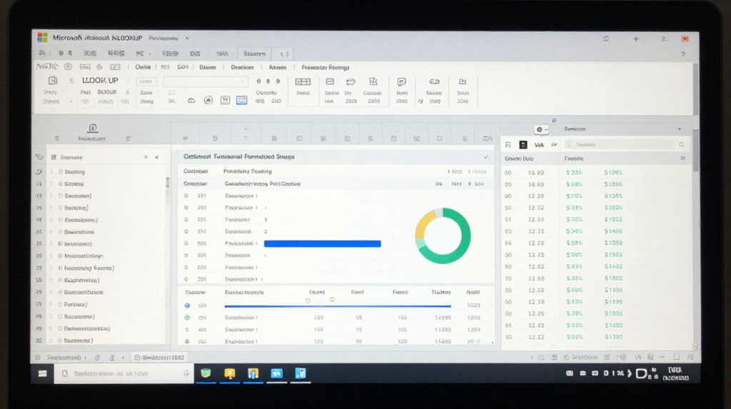 Business professionals using Microsoft Excel for financial reporting and data analysis