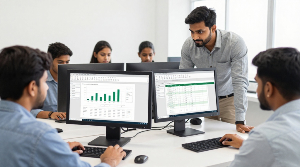 Student receiving Advanced MS Excel course completion certificate