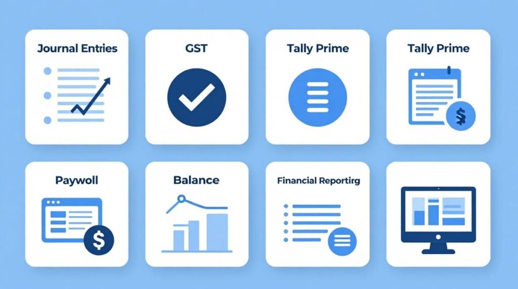 Skills taught in COA Course including Tally GST bookkeeping payroll