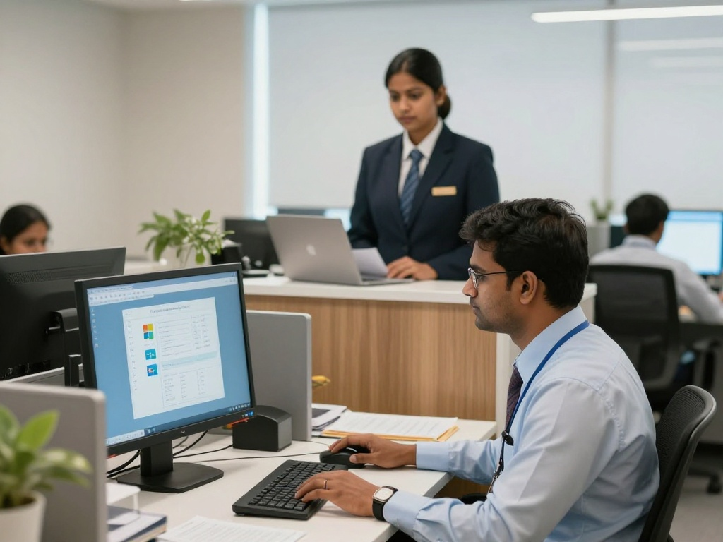 Student attending online Computer Office Automation class from home