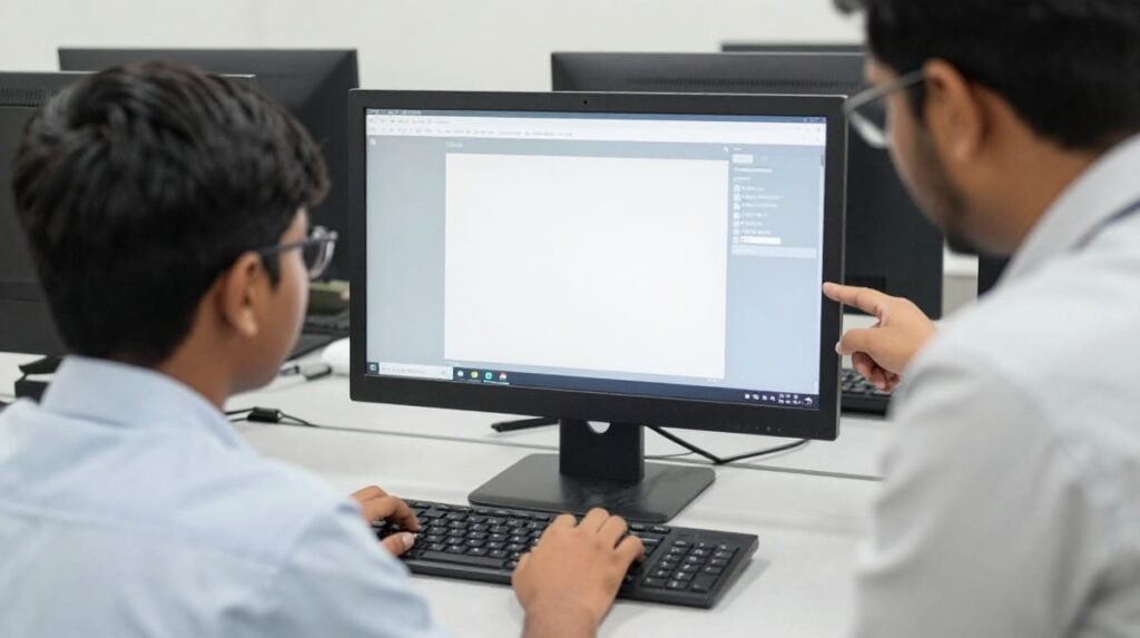 Comparing computer course fees, practical training, and certificate details before enrollment.
