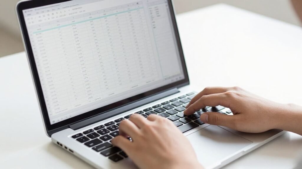 Practicing spreadsheet data entry and document preparation for office work.