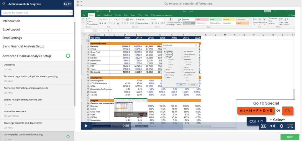 Excel financial dashboard and accounting projects for students