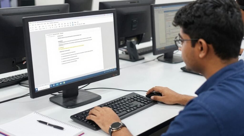 Students practising computer skills in a computer training centre classroom.