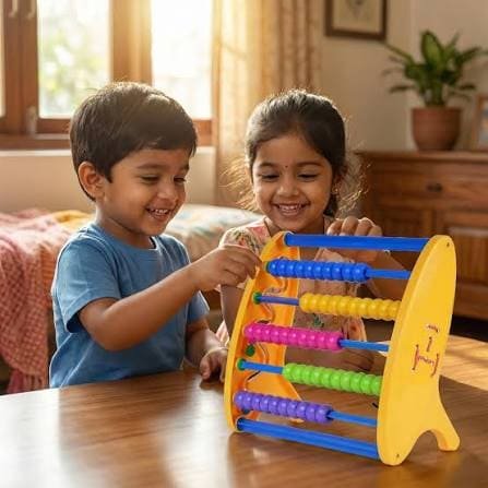Children practicing abacus skills in a learning classroom