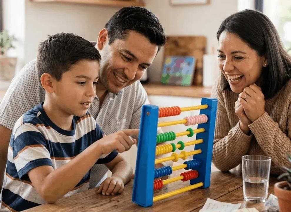 Child practicing abacus calculations before joining abacus classes
