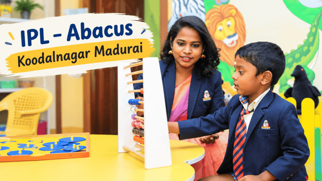 Colourful abacus beads used to practise number recognition and calculations.