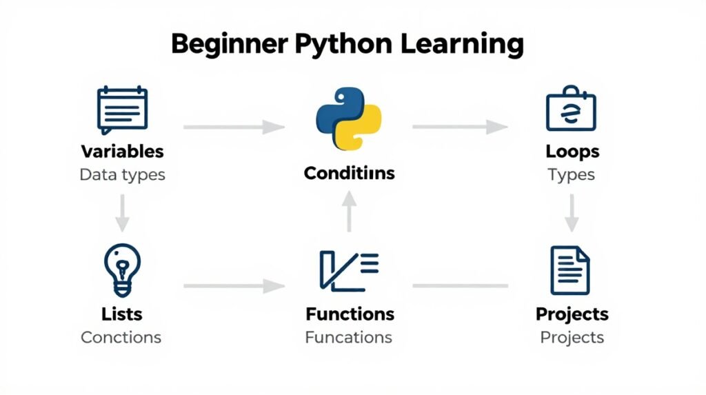 Beginner learning Python coding on a laptop